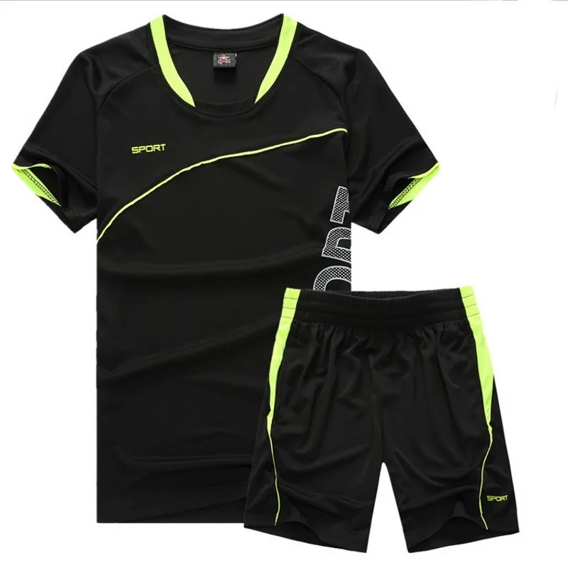 

Mens Fitness Tracksuit Set Summer Casual Sporting Male Quick-Drying Short-Sleeved Tops+Shorts Sweatsuit 2 Piece Set Track Suit