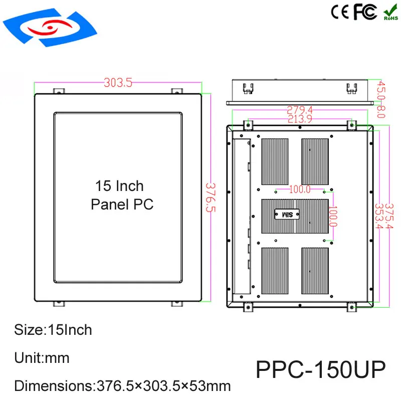 15 дюймов процессор Intel Core i5-3317U с 4 Гб оперативной памяти промышленного панель ПК Сенсорный экран все в одном ПК для обучающая машина