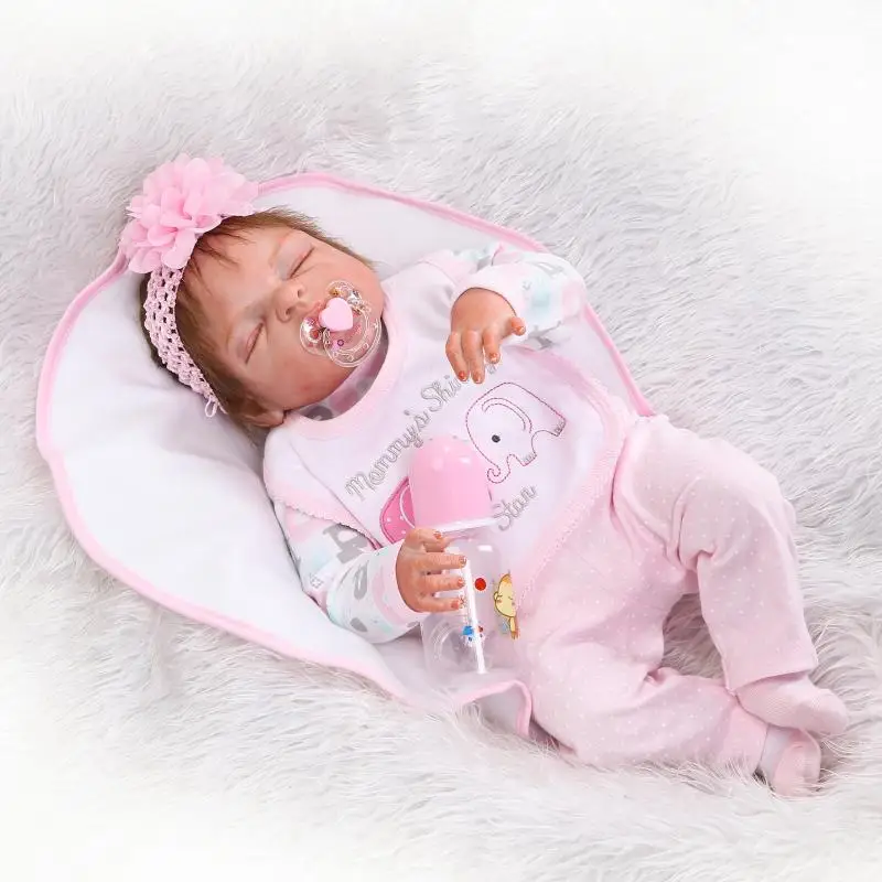

NPK full silicone reborn baby dolls 23" newborn fake baby alive dolls toys for children gift Bebes reborn menina bonecas