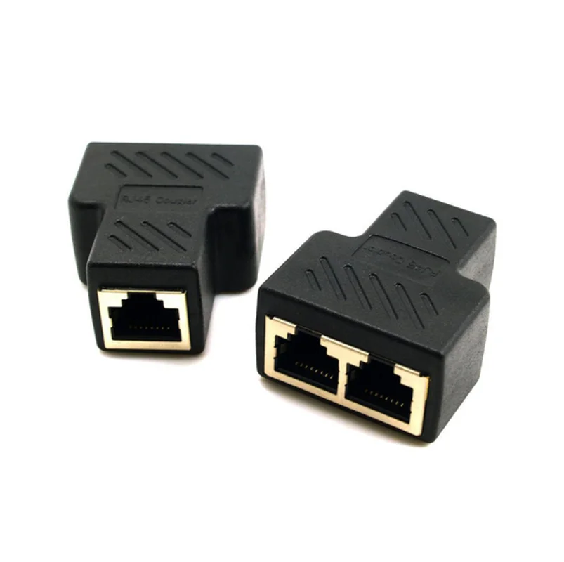 

Black RJ45 Splitter Adapter 1 to 2 Dual Female Port CAT5/CAT 6 LAN Ethernet Sockt Network Connections Splitter Adapter