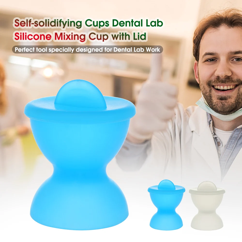 

1pcs Self-solidifying Cups Dental Lab Silicone Mixing Cup with Lid Double-headed Dental Medical Equipment Rubber Mixing Bowl