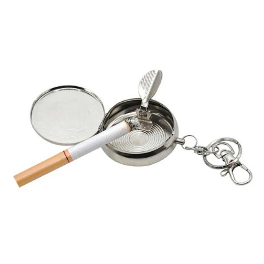 Mini Stainless Steel Cigarette Ashtray Portable Pocket Ashtray/Vehicle Ashtray with Key Chain and Cigarette Snuffer Dropshipping