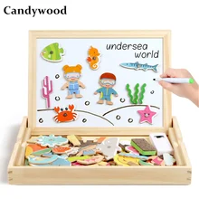 Candywood Высококачественная деревянная многофункциональная доска для рисования буквы животные Рыбалка мультфильм магнитные головоломки Развивающие игрушки для детей