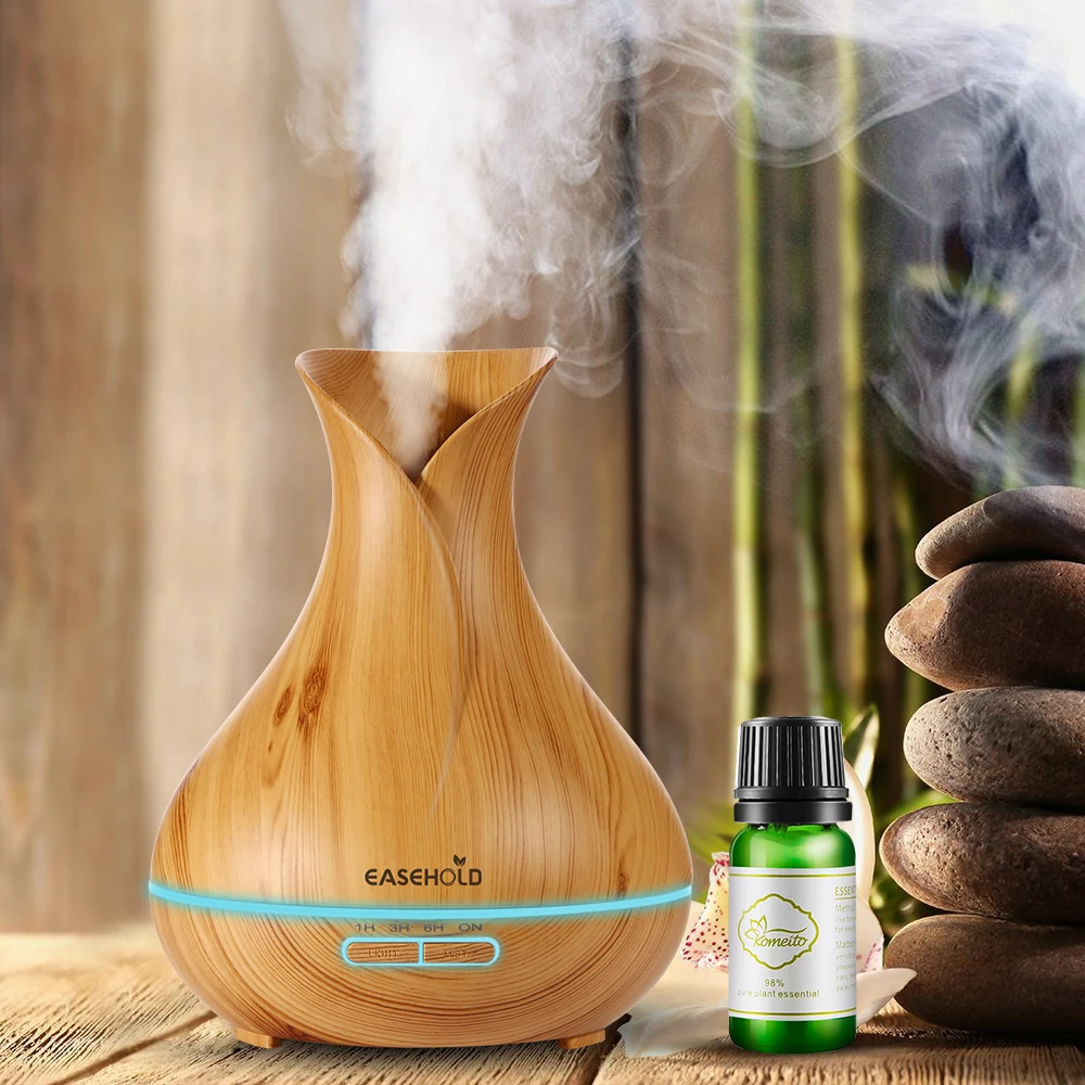 

EASEHOLD Clearance EU Plug Essential Air Humidifier Aroma Electric Ultrasonic Diffuser 7 Colors With 10ml Orange 98% Pure Oil