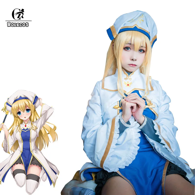 ROLECOS Goblin Slayer Cosplay Costume Onna Shinkan Cosplay Goble Costume Anime Women Priest Robe Halloween Cloak Hat 2018 Fall 