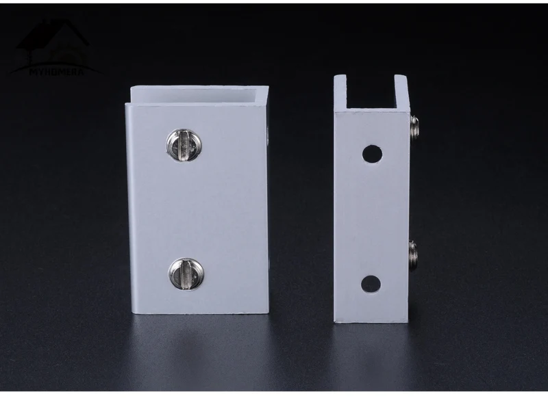 2PCS Myhomera Glass Clamps for 5/8/10mm Shelves Holder Corner Bracket Clamp Aluminum Thick Glass Clips 6 Sizes 8x40mm 10x60mm