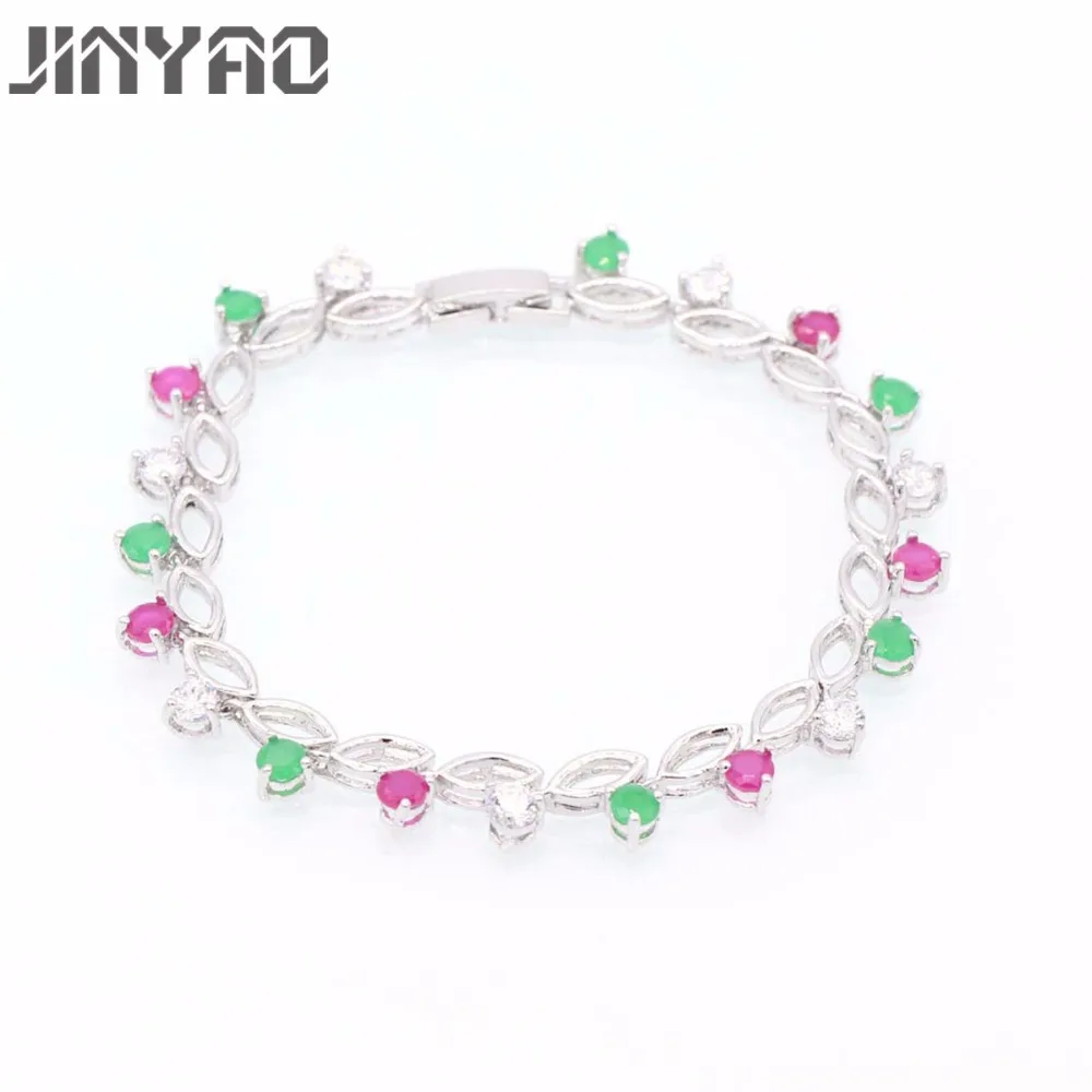 JINYAO модные ювелирные изделия Круглый зеленый красный циркон золотой цвет