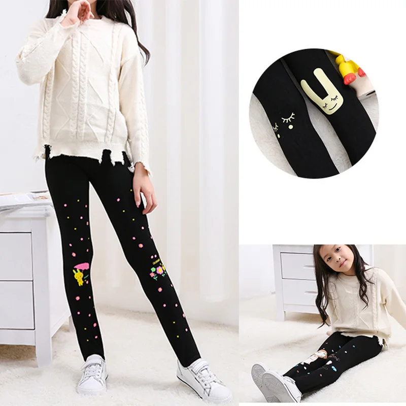 Autumn Spring Girls Leggings Children Pants Kid Cartoon Cat Kitty