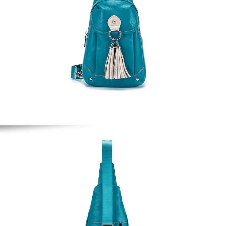 Verão e Outono Couro para Mulheres Bolsas de Moda Novo Genuíno Peito Bolsa Borla Mensageiro Casual Packs 2020 12 2020 novo verão e outono genuíno couro