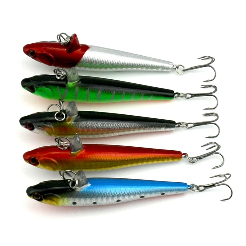 Topwater Fishing Lure Set Laser Paint Pencil Lures Plastic Minnow Hard