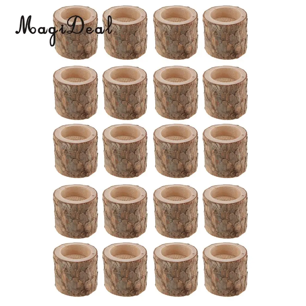20pcs Natural Tree Branch Stump Wooden Candle Holder Tea Light Holder For Candlelight Dinner Decora 5x5x5cm