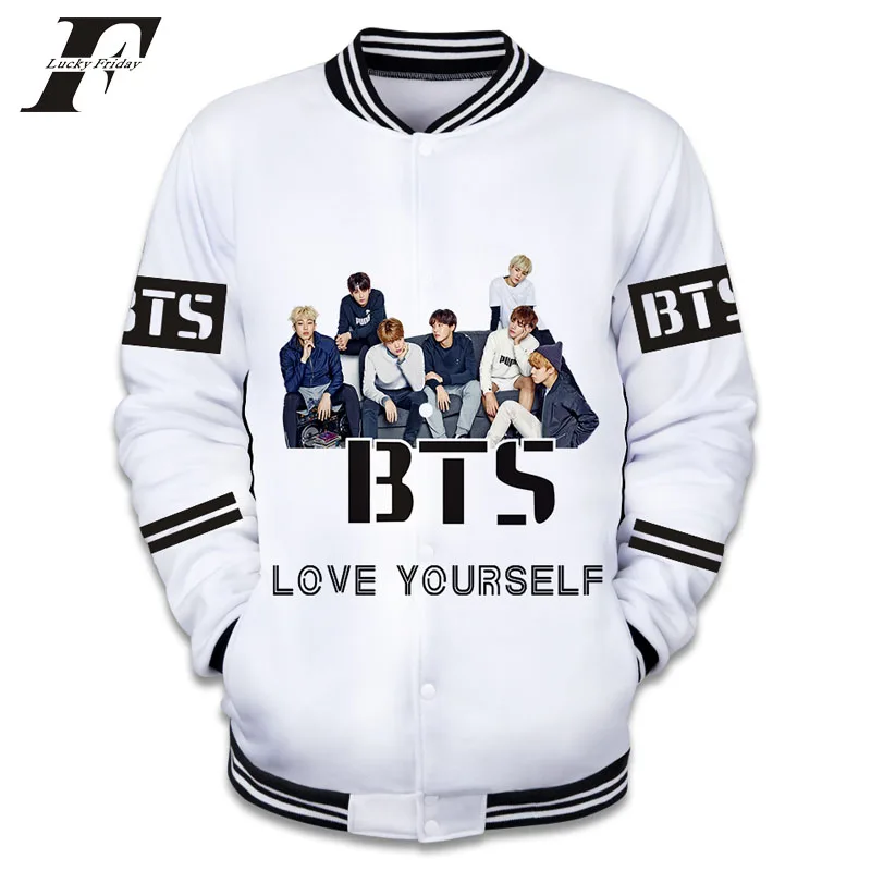 2018 harajuku БЦ 3D бейсбольная куртка Бомбер BTS LOVE YOURELF Женская Мужская Bangtan зимняя куртка для мальчиков пальто повседневная одежда