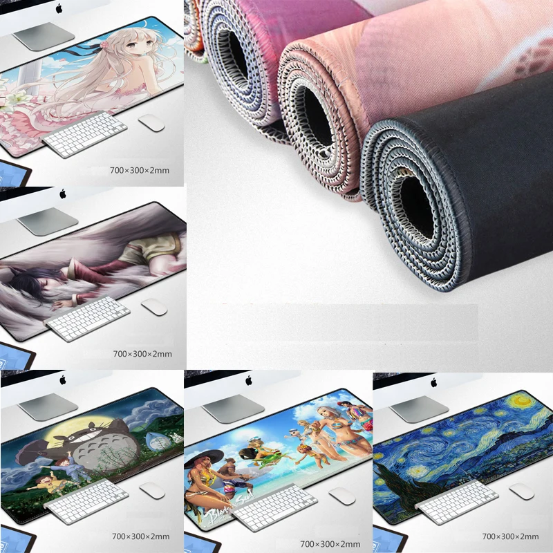 

Large Mousepad Pad Anime Cartoon Pattern Anti-slip Natural Rubber Speed Gaming Mice Mat Ofice Keyboard Desk Lockedge 700*300mm