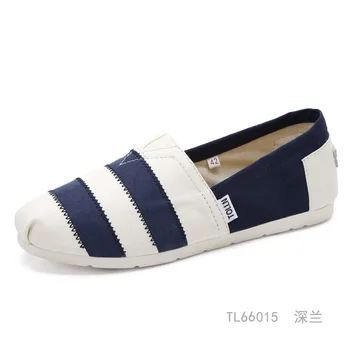 

2018 new canvas shoes trend slip to help breathable casual shoes striped flat shoes female.