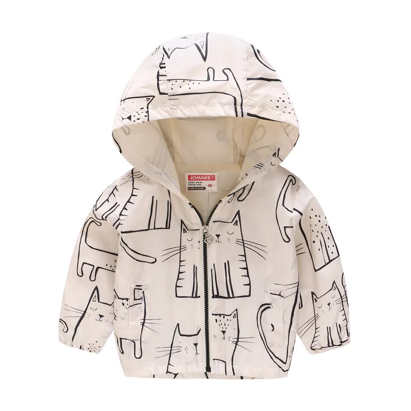 genuine fur coats & jackets 2021 Kids Clothes Boys Jackets Children Hooded Zipper Windbreaker Baby Fashion Print Coat Infant Waterproof Hoodies For Girls Outerwear & Coats comfortable