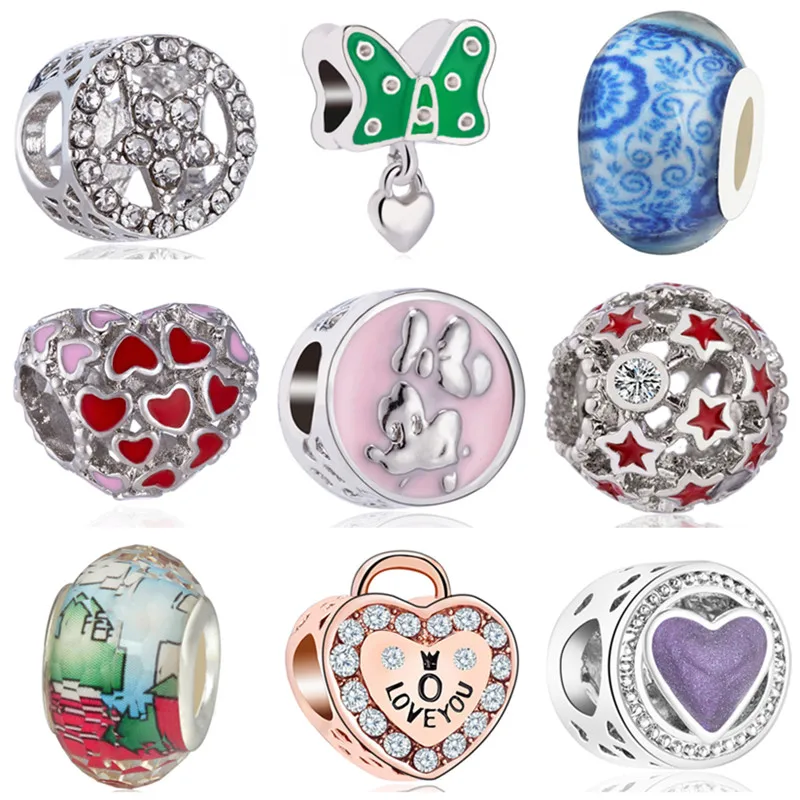 High Quality Crystal Star Hat Bow Cay Claw House Flower Dragonfly Bead Fit Original Pandora Charms for Women DIY Bijoux Jewelry | Украшения