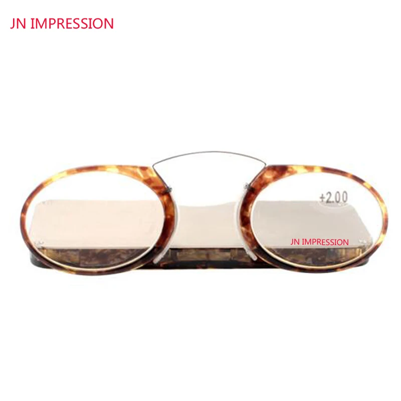 JN IMPRESSION очки для чтения с креплением на носу+ 1,0 до+ 3,5, портативное устройство для чтения с кошельком SOS, мини-очки для чтения с зажимом, чехол 1-3,5 - Цвет оправы: Многоцветный