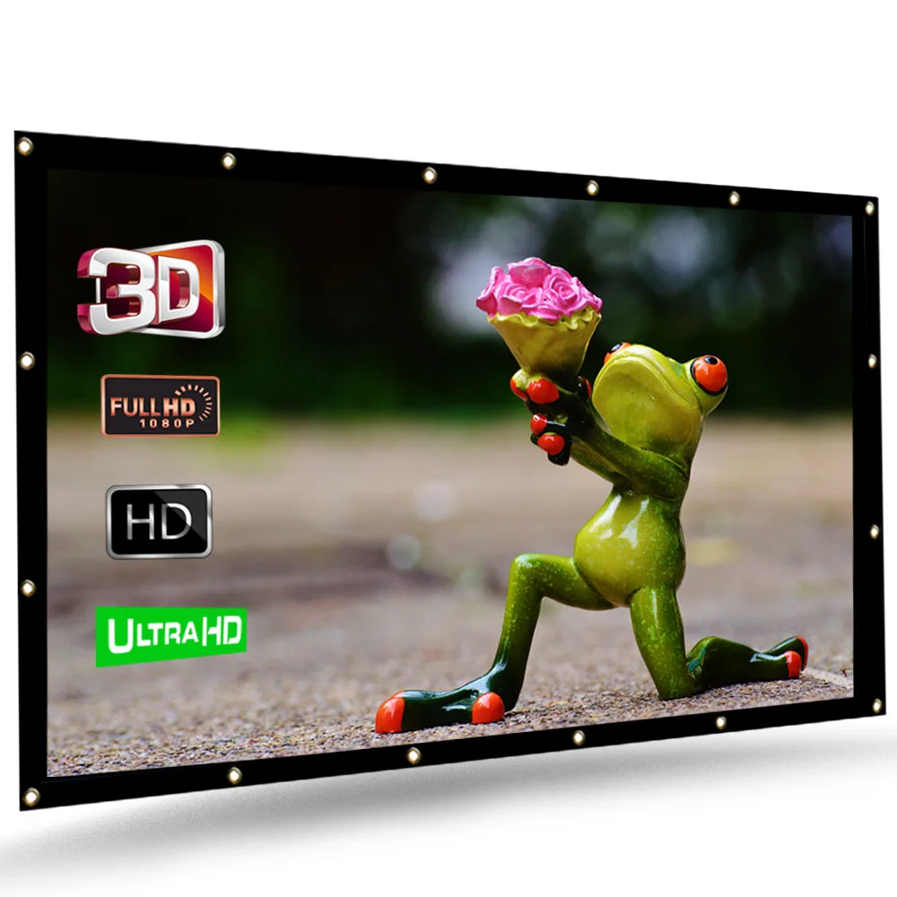 HENZIN складной проектор Экран 100 120 дюймов 16:9 HD ПВХ ткани проекционный для домашнего