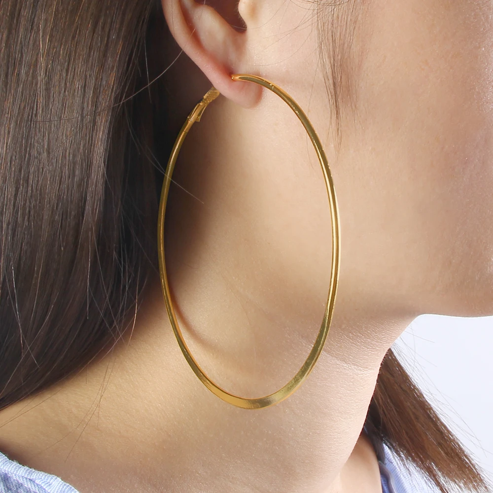 Personality Super Big Circles Hoop Earrings For Women Fashion Gold Silver Color Jewelry Trendy Big Round Circle Earrings 4