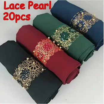 

H9 20pcs High quality lace pearl bubble chifffon hijab lady shawls women scarf scarves 180*75cm can choose colors
