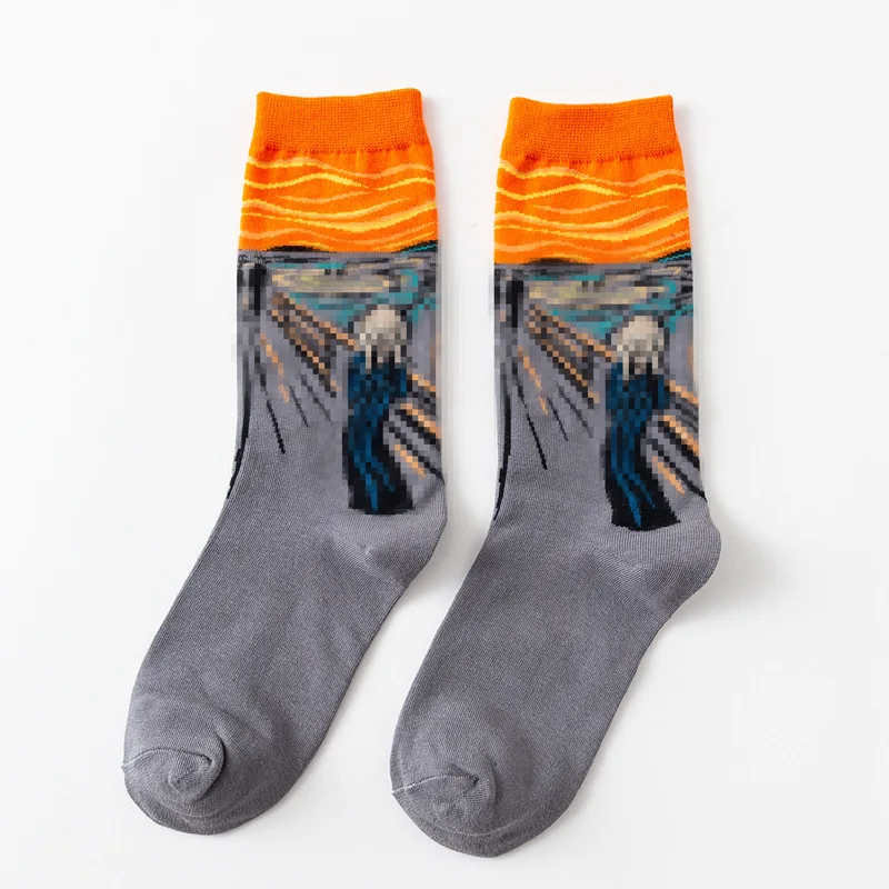 Горячая Прямая поставка осень зима ретро женские новые художественные Ван Гог Фреска всемирно известная серия масляной живописи женские носки забавные носки - Цвет: 3
