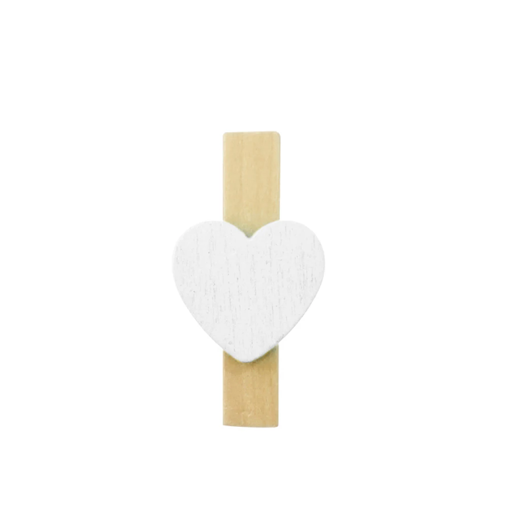 50 шт./упак. маленькая Kawaii сердце любовь деревянная одежда фото бумага Peg Pin прищепка ручной работы фиксаторы для открыток Свадебные украшения дома - Color: White