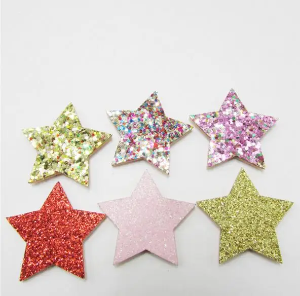 

3.5cm Glitters Star Padded Appliqued 50pcs Felt butterfly patches stick-on Cloth/hat/shoe/bag/jewelry decoration
