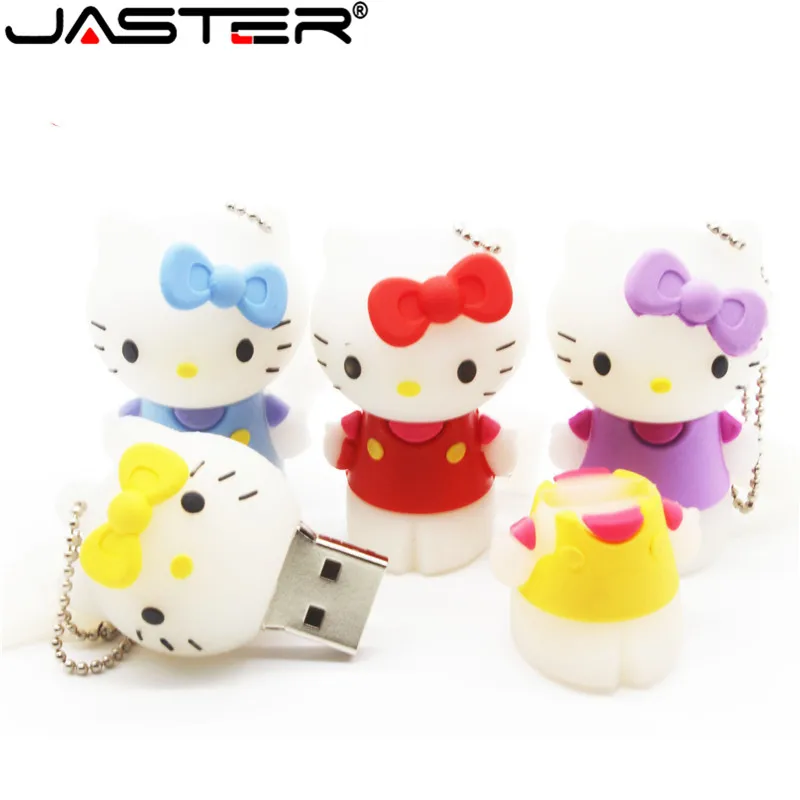 JASTER милый hello kitty USB флеш-накопитель 8 ГБ 16 ГБ 32 ГБ 64 ГБ 4 ГБ Флешка USB 2,0 U диск