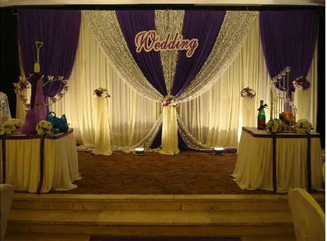 

Wedding Decoations 3M*6M White Color Wedding Backdrop Curtain With Silver Sequin Fabric For wedding stage backdrop Props supplie