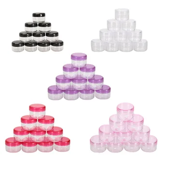 

10PCS Cosmetics Jar Box Makeup Cream Nail Art Cosmetic Bead Storage Pot Container Round Bottle Portable Plastic Transparent Case