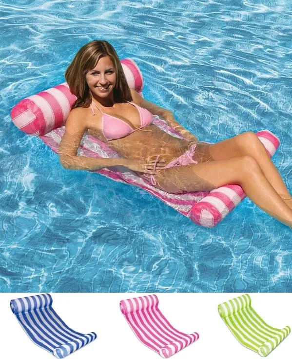 Stripe Water Hammock Lounger Pool Float Inflatable Air Mattress