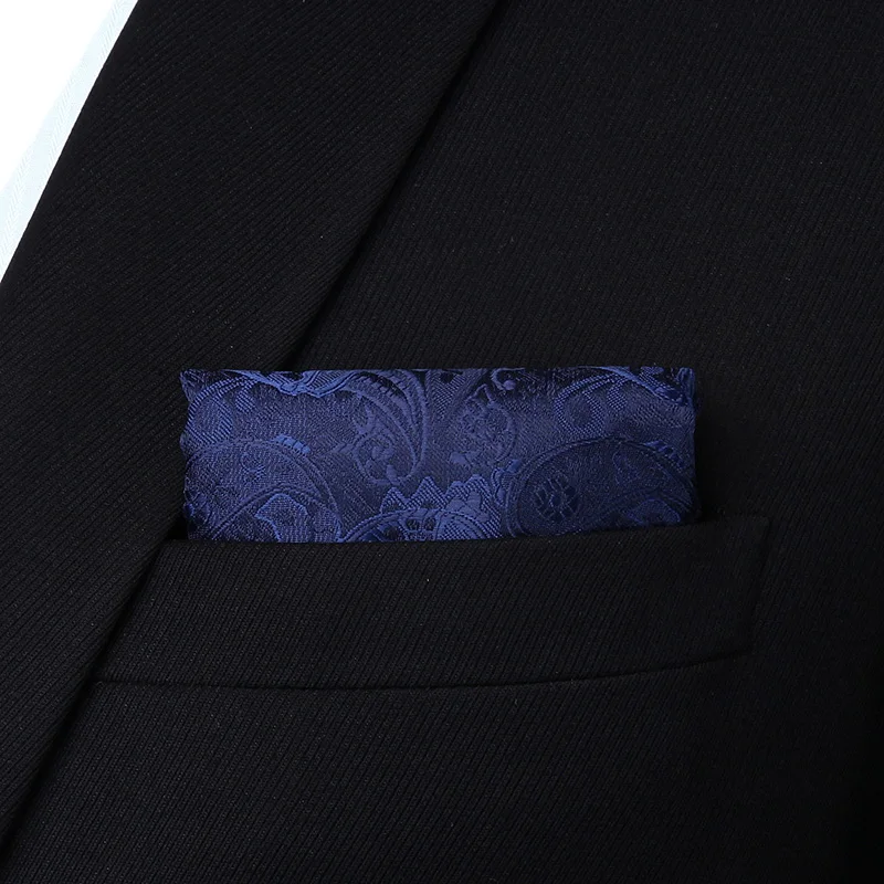 TP711V8S темно-синий Пейсли 3," Шелковый плетеный мужской галстук платок Набор