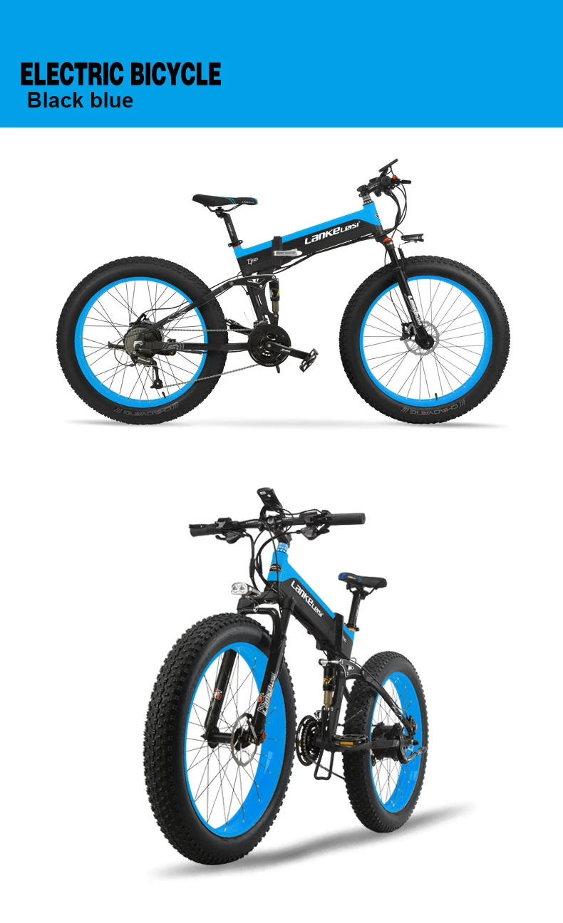 Best 26inch folding electric mountain bicycle snow ebike electric fat bike 48V lithium battery  500W high speed motor 4.0 tire  bike 17