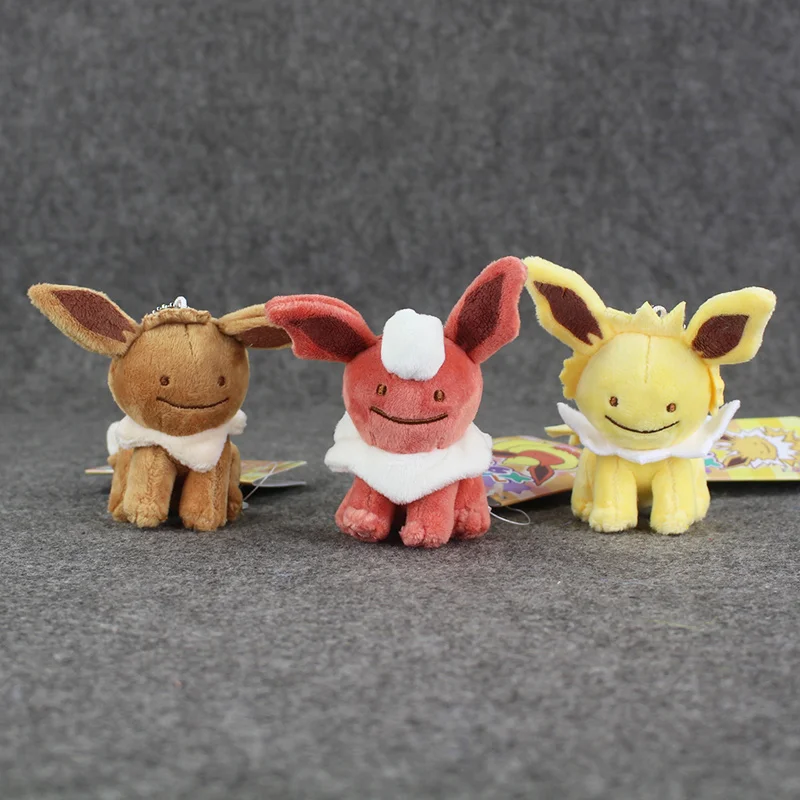 

10cm Eevee Flareon Jolteon Plush Toy Ditto Transformation Eevee Jolteon Flareon Ditto Cosplay Stuffed Doll for Kids