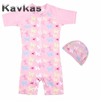

2019 Toddler Baby Swimsuit with Cap Sunscreen One Pieces Pink Cartoon Baby Girls Swimwear Hot Spring Beach Surfing Kids Swimming