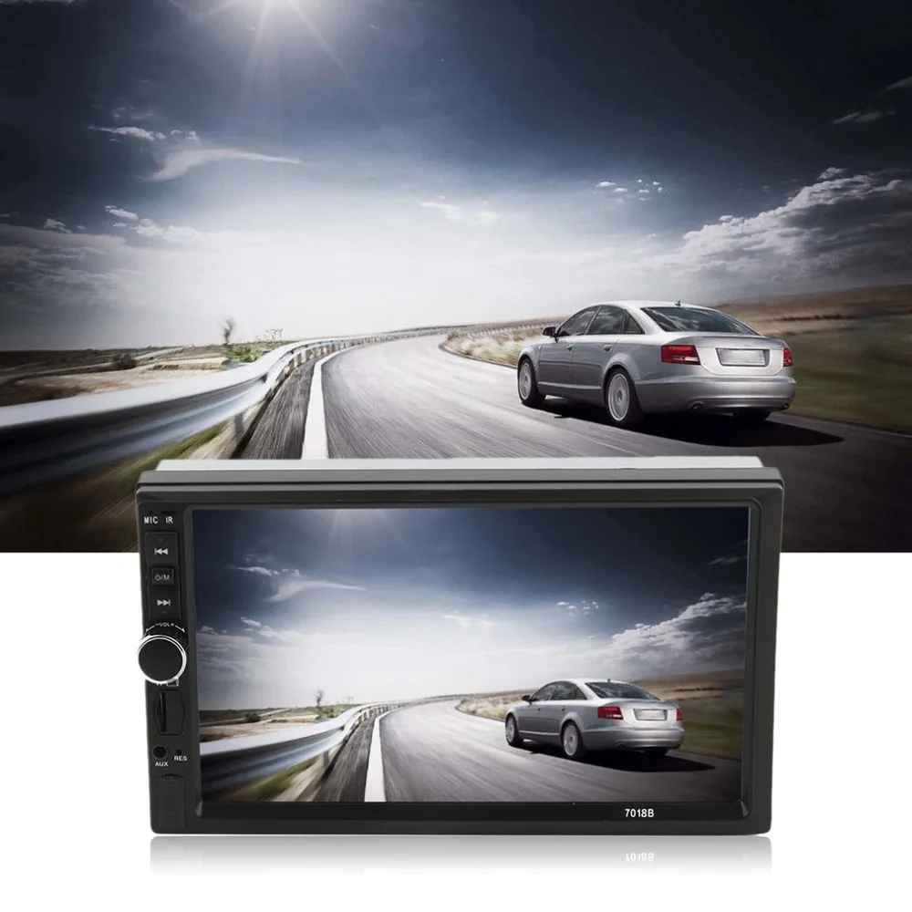 LESHP Doule Din Bluetooth DVD Player Car Vehicle 7 Inch Screen TF Card Auto Multimedia Player