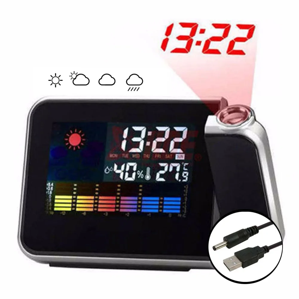 

Projector Clock LCD Digital Alarm Clock With Weather Station Electronic Table Watch Nixie Desk Alarm Clock With Time Projection