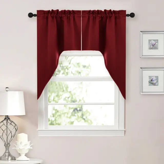 Nicetown Half Window Rod Pocket Kitchen Tier Curtains Tailored Nicetown Half Window Rod Pocket Kitchen Tier Curtains Tailored Scalloped Valance Swags For Living