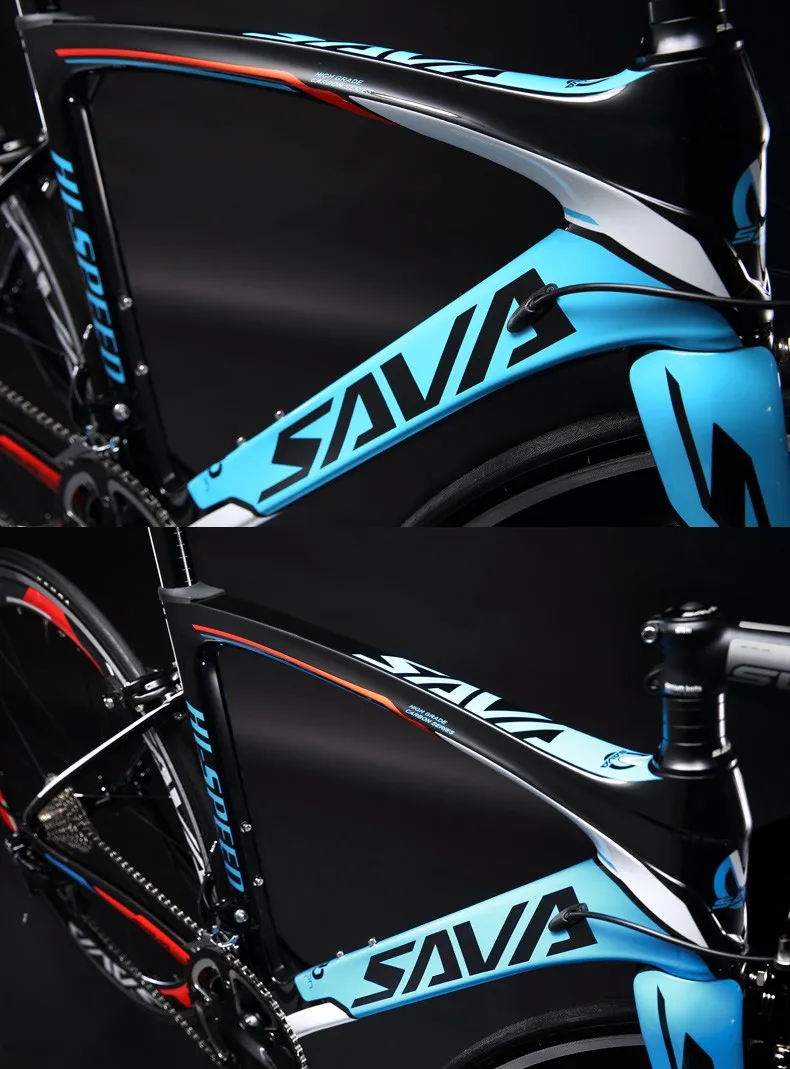 Cheap SAVA Road Bike 700C Carbon Road Bike T700 Carbon Frame+fork Bicycle Road Speed Bike Racing with SHIMANO SORA bicicleta carretera 8