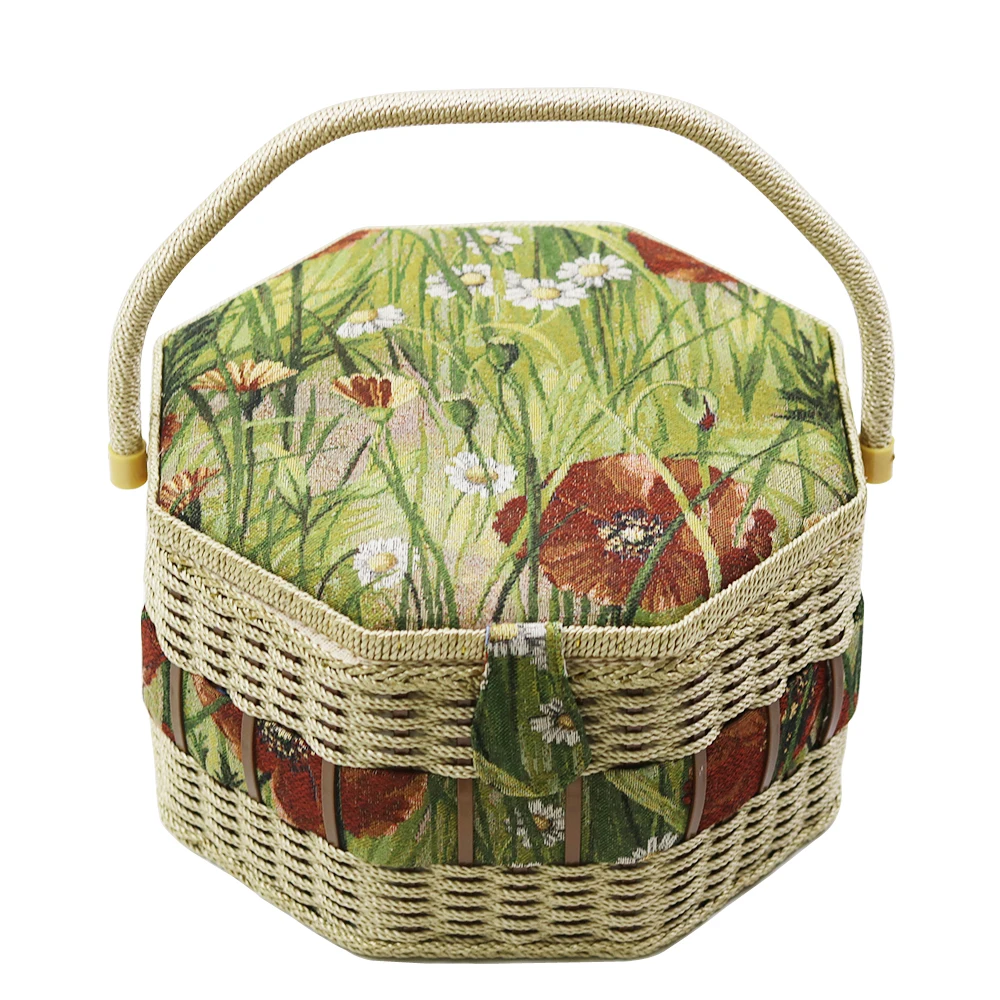 Vintage Sewing Basket Household Sewing Kits Needle Thread Storage Box