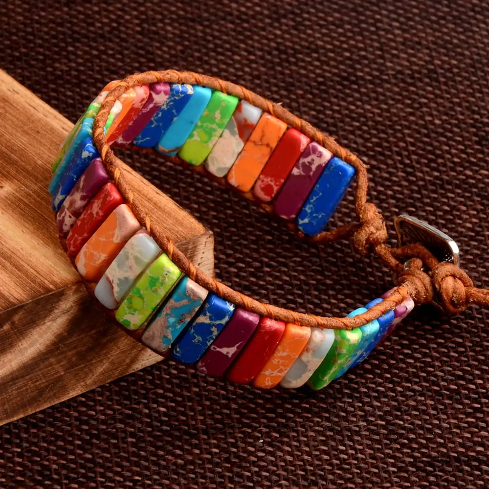 Chanfar 7 Браслет Чакра в богемном стиле натуральный камень, Ручной работы Бусины-трубки обертка из натуральной кожи браслет для занятий йогой Парные браслеты