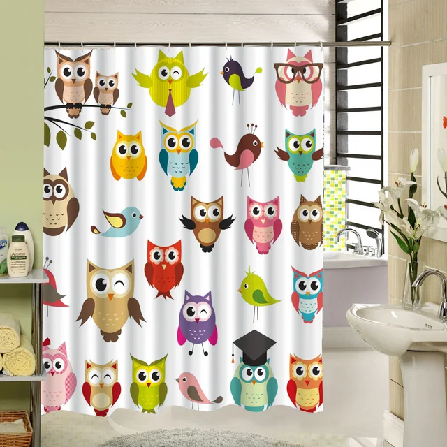 Mignon Tissu Hibou Rideau De Douche Personnalisé 3d Impression ... Mignon Tissu Hibou Rideau De Douche Personnalisé 3d Impression ...