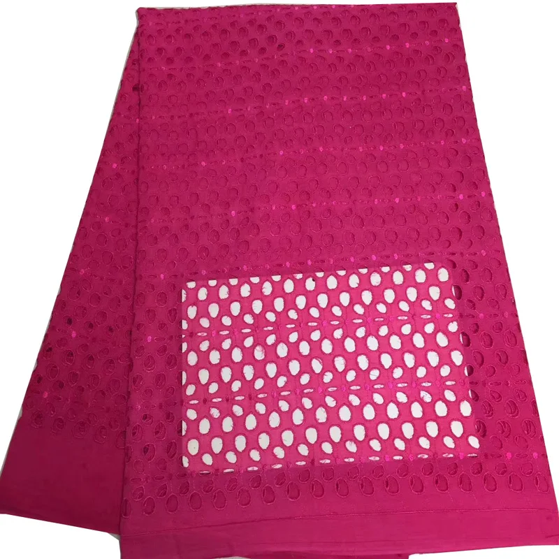 

Free shipping (5yards/pc) good quality fushia pink African dry cotton lace fabric wholesales for making party dress CLS179
