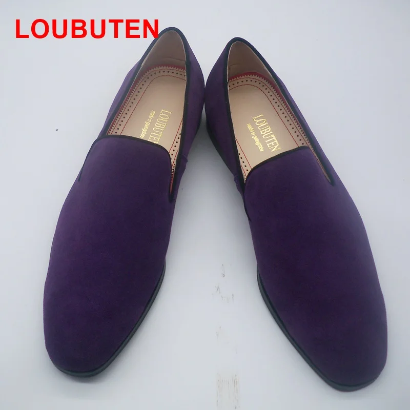 Slip Pisos Picture Zapatos Oscuro Fumar De on Púrpura Transpirables Vestir Ante Holgazán Louboutin Del Diseñador Holgazanes As Hombres Verano Los Moda SRxB6Aq