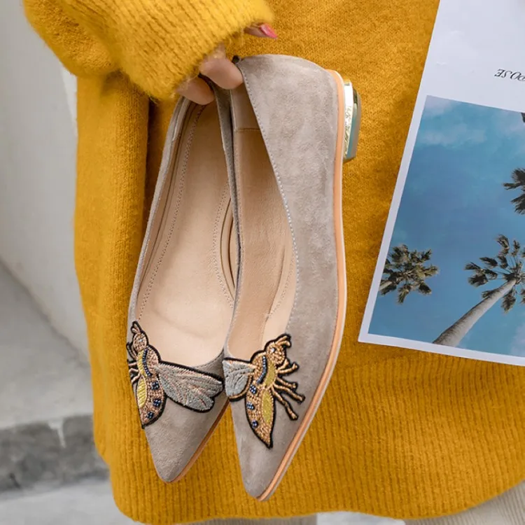 

MLJUESE 2019 women flats Soft Kid Suede pointed toe slip on flats shoes spring autumn comfortable casual shoes party dress