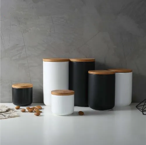 Керамические Деревянные крышки Герметичные банки кухонные сосуды для хранения продуктов Кофе Чай контейнеры для хранения кухонные специи, приправы емкости для хранения