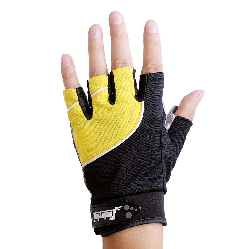 Унисекс тренажерный зал Кроссфит перчатки анти-скольжения дышащие половина пальцев тренировочные перчатки для тяжелой атлетики альпинизма Велоспорт - Цвет: Yellow