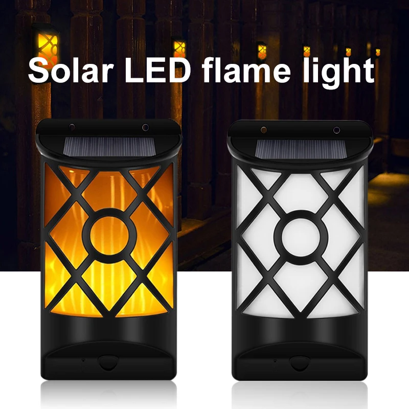 

Solar Wall Lights Waterproof Retro Light Bulb LED Flame Effect Fire Light Flickering Flame Lamp Simulated Party Christmas Decor