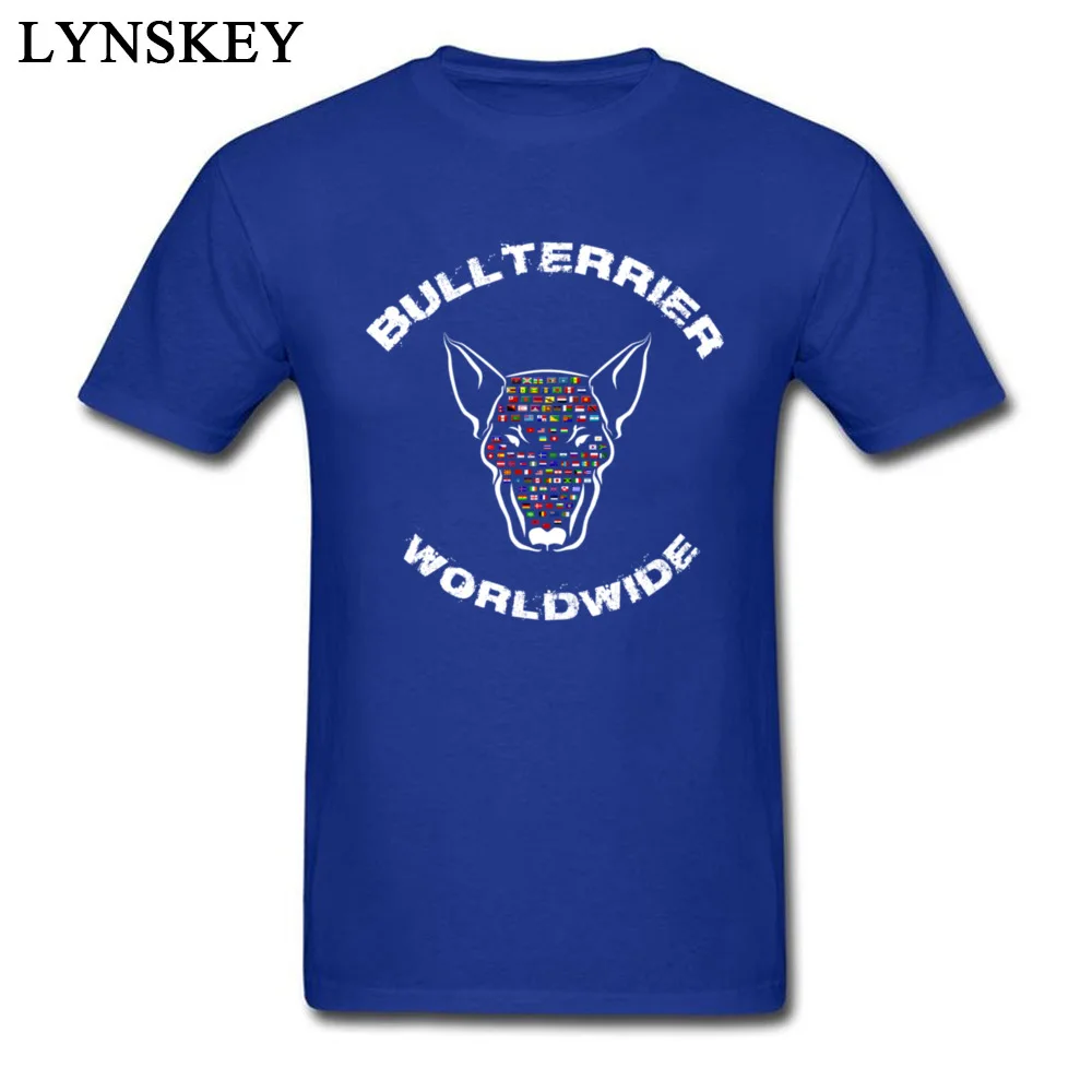 Design T-shirts Faddish Round Collar Bullterrier Worldwide Flags Cotton Student Tops Shirt Casual Short Sleeve Tee-Shirts Bullterrier Worldwide Flags blue