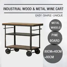 Американская барная мебель, барная корзина, индустрия, лофт/Утилизация старой еловой мебели, Антикварная Деревянная Барная тележка, Кухонная Тележка с колесом